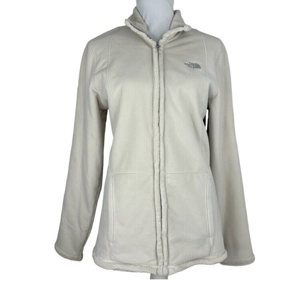 The North‎ Face Women's Off-White Sherpa Teddy Athletic Full Zip Jacket L/C42 - Picture 1 of 12